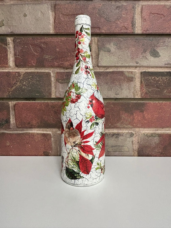 Tall Crackle Painted Bottle