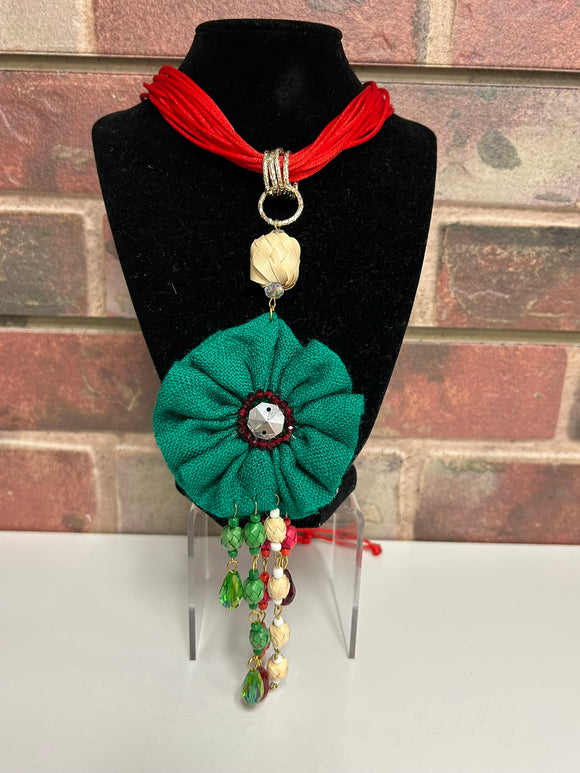 Beaded Flower Necklace & Earring Set