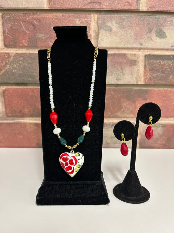 Clay Heart & Earring Set
