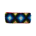 Red headband with a colorful geometric pattern 