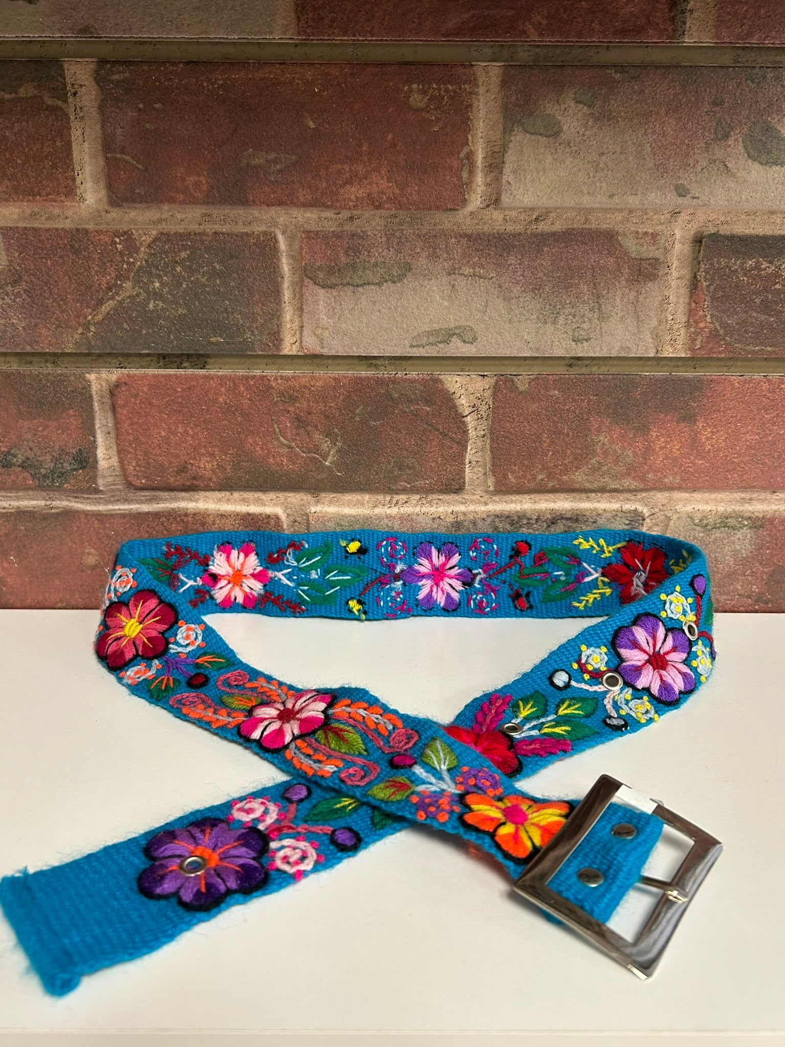 Andean Embroidered Handwoven Floral Belt