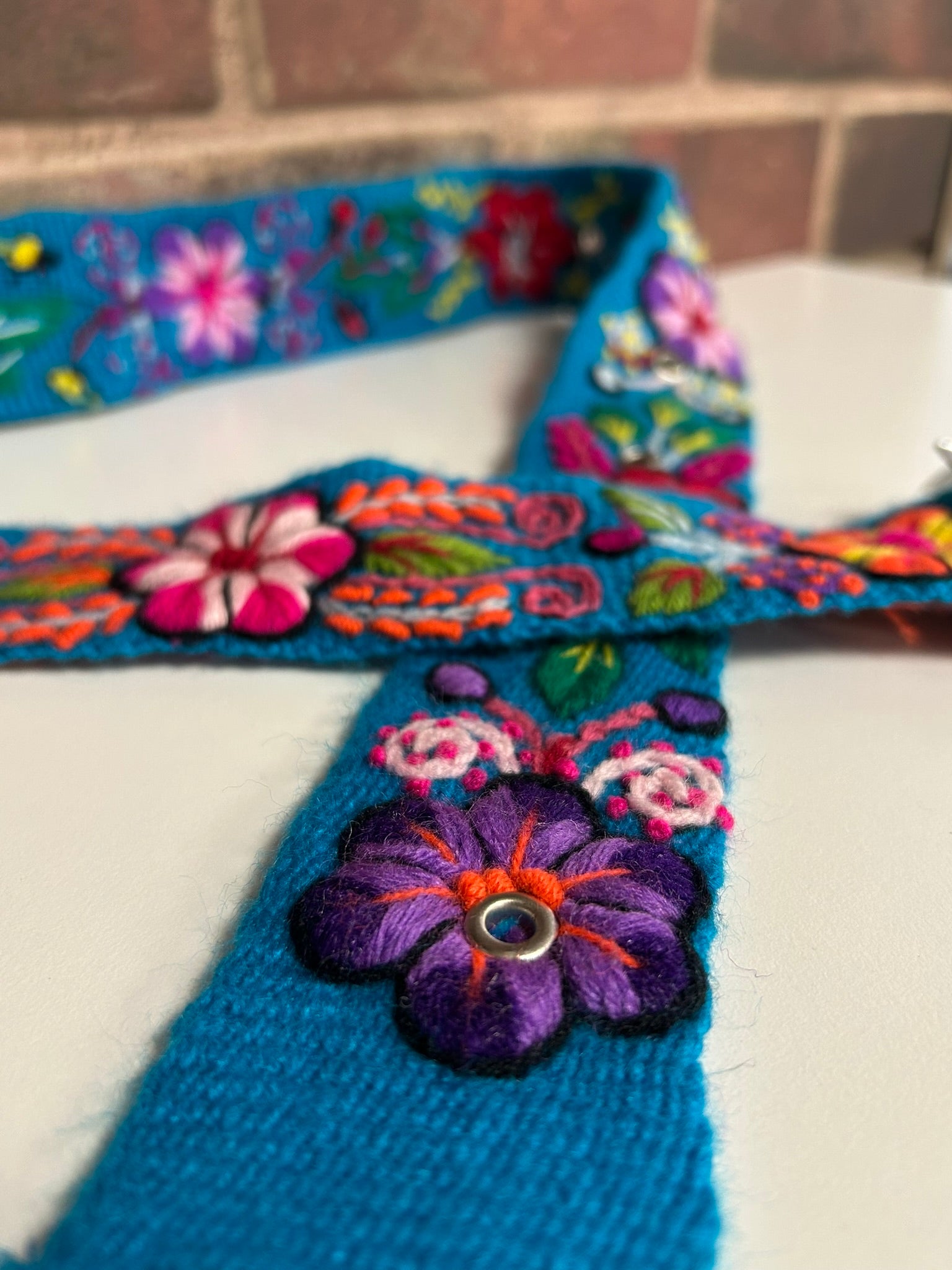 Andean Embroidered Handwoven Floral Belt