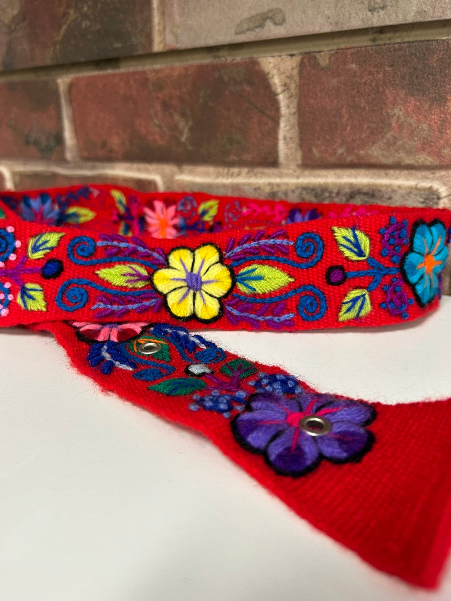 Andean Embroidered Handwoven Floral Belt