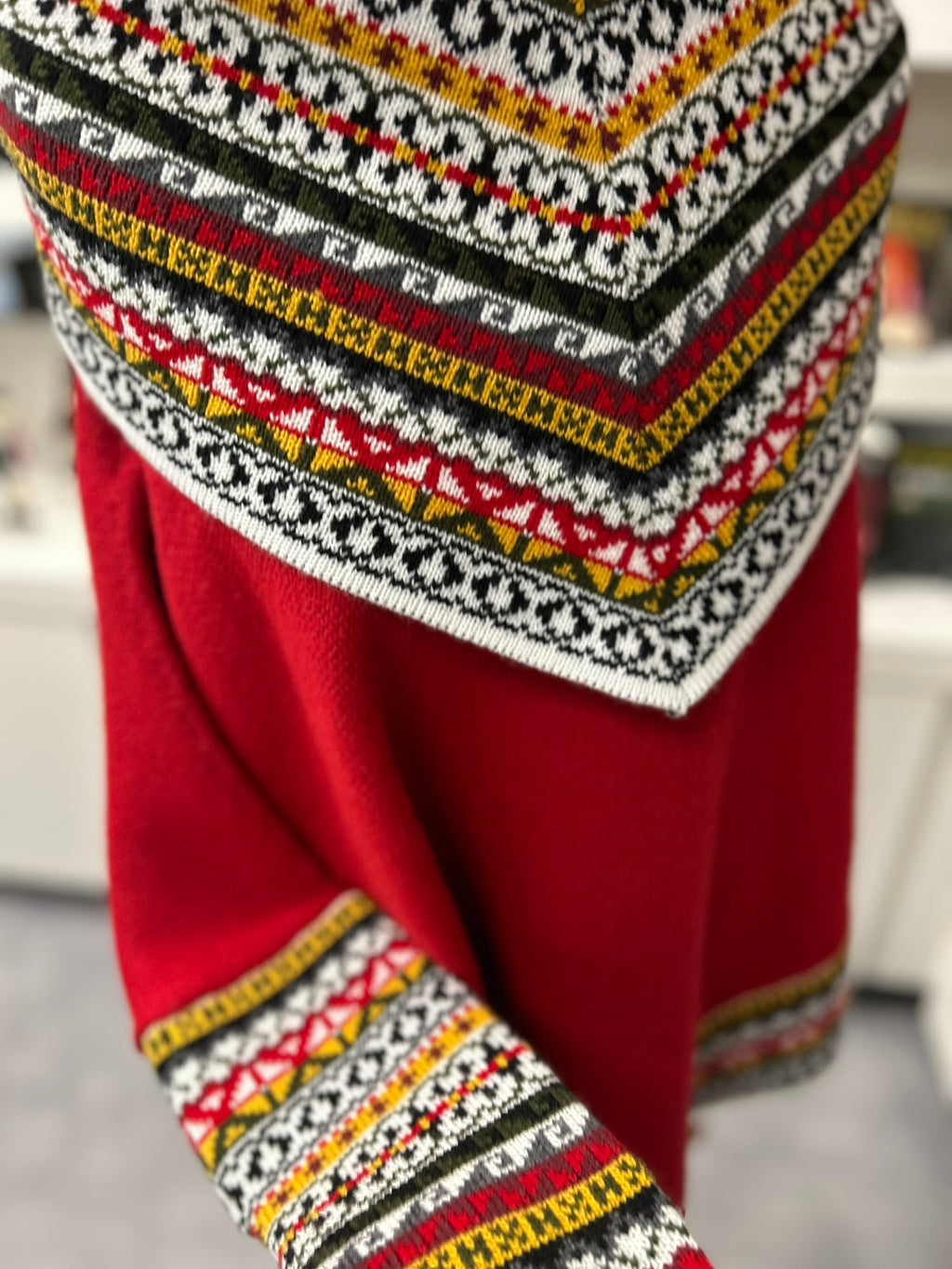 Handmade Alpaca Poncho with Collar