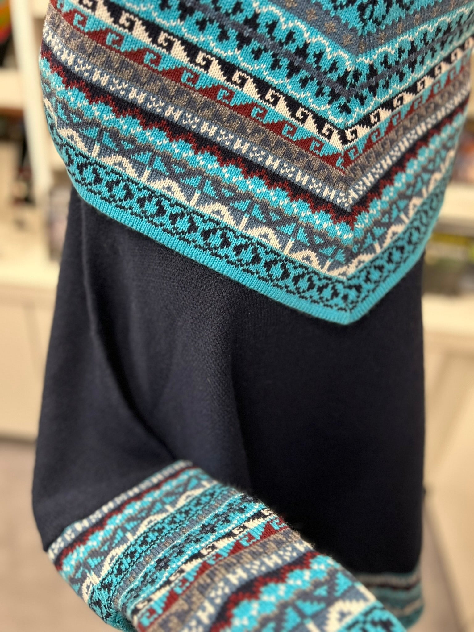 Handmade Alpaca Poncho with Collar