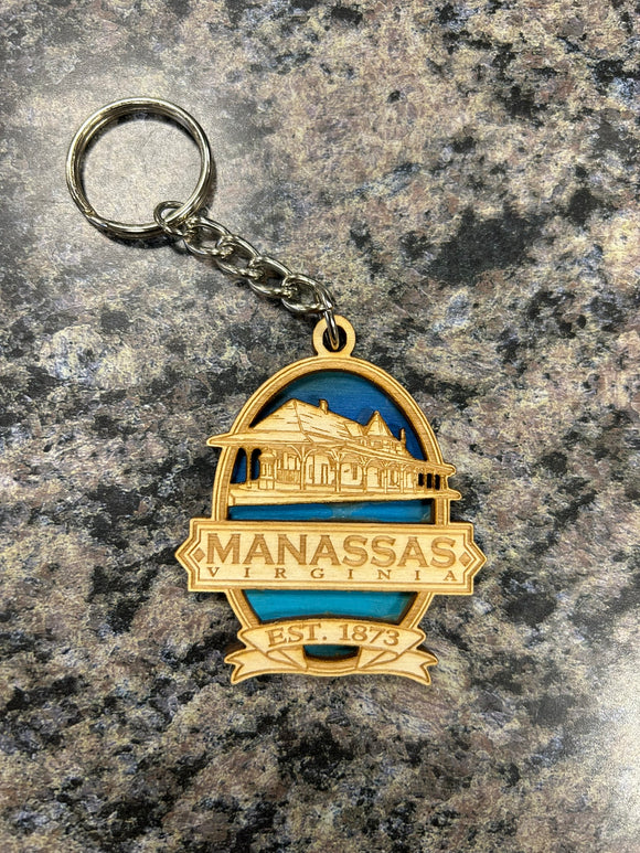 Oval Manassas Wooden Keyring