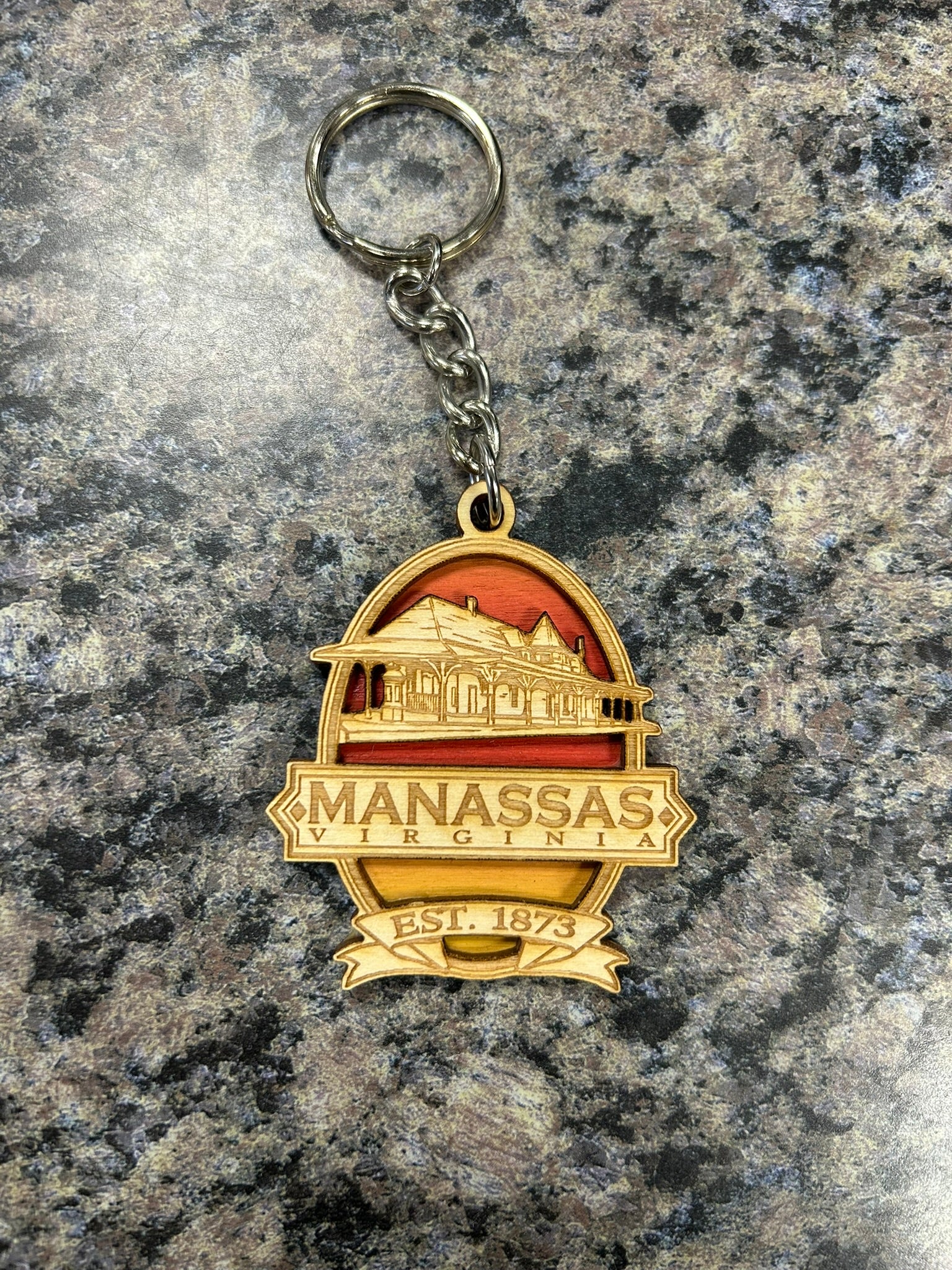 Oval Manassas Wooden Keyring