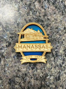 Oval Manassas Wooden Magnet