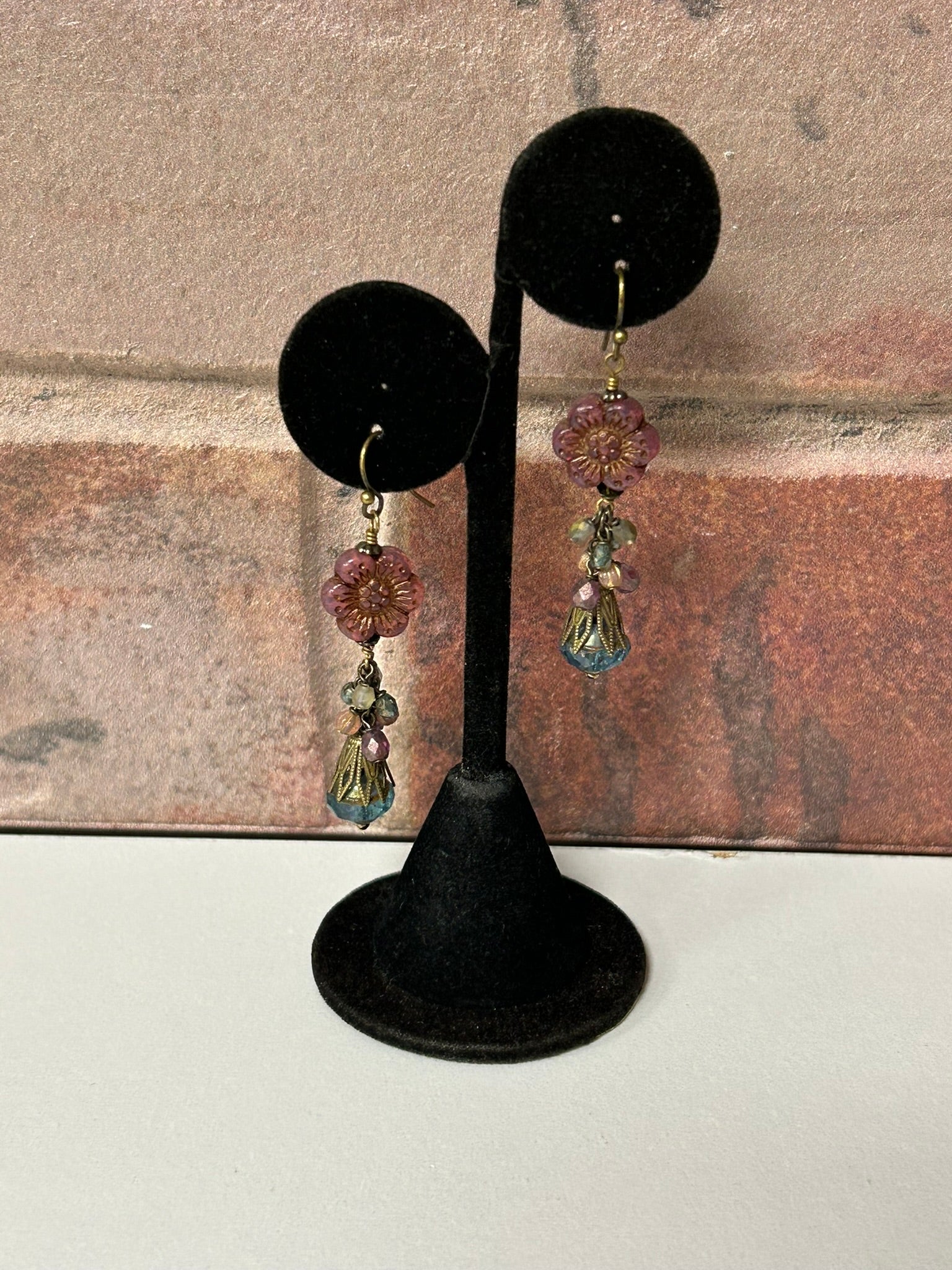 Mauve Mix Czech Glass Flower Cluster