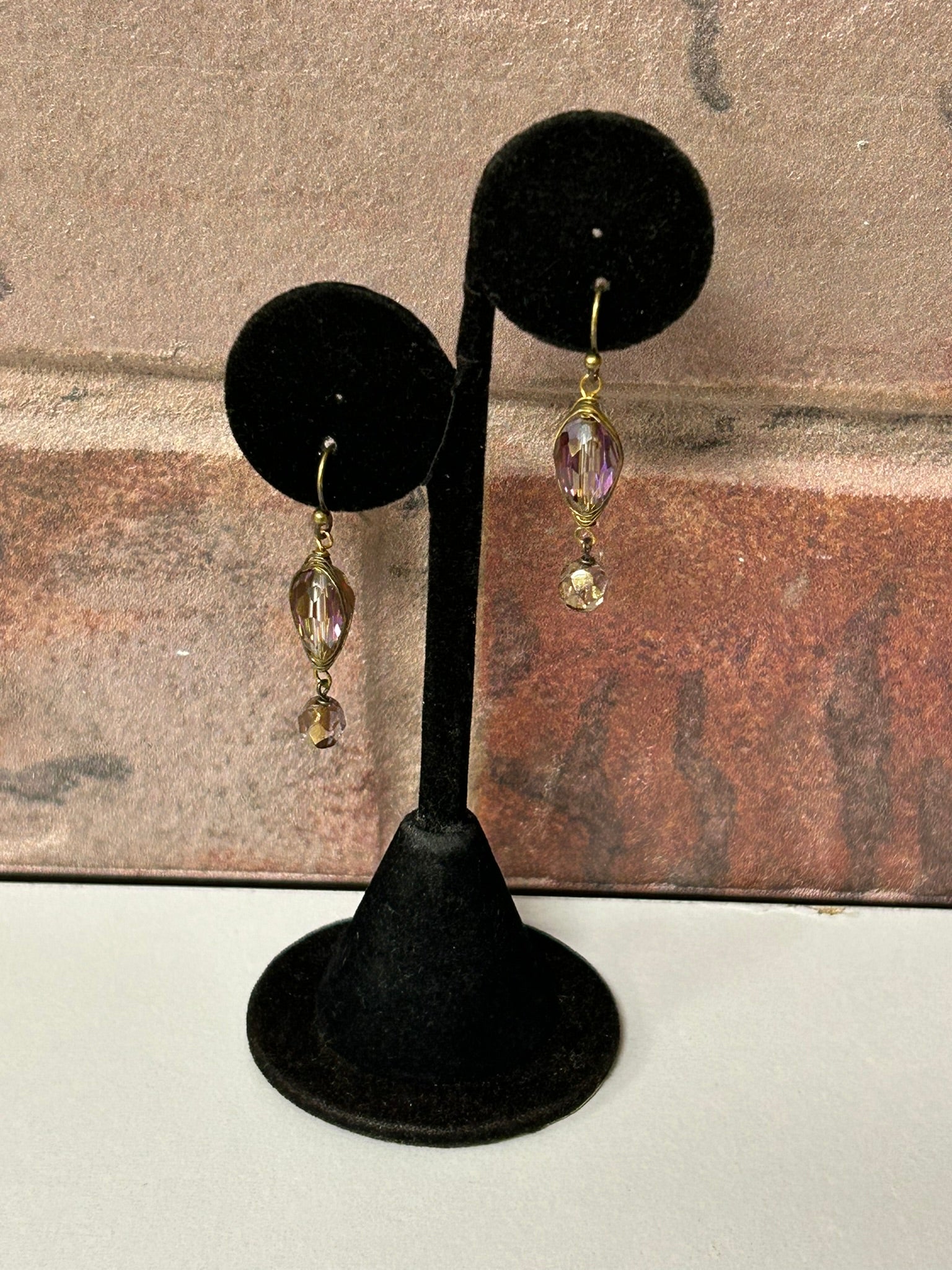 Mauve Mix Czech Glass Crystal Herringbone