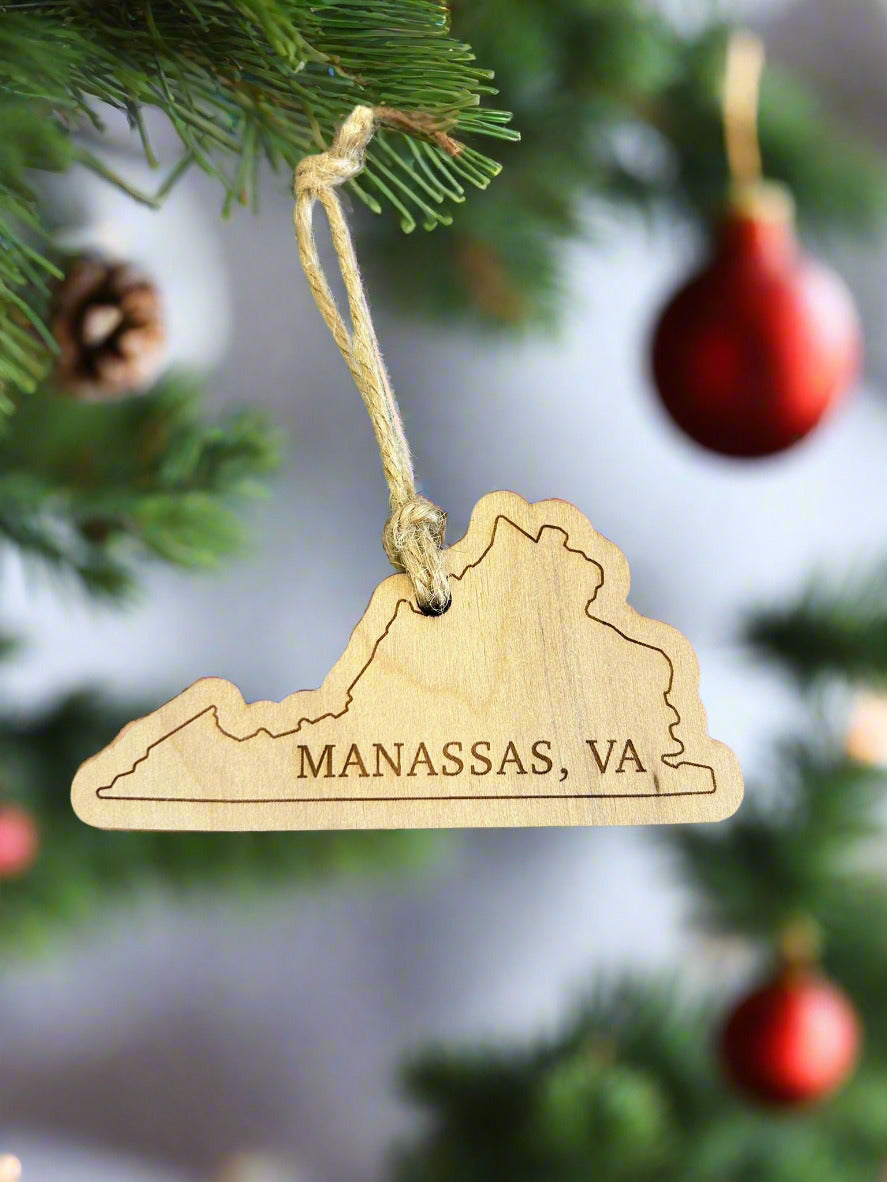 Wood Ornament in the shape of Virginia