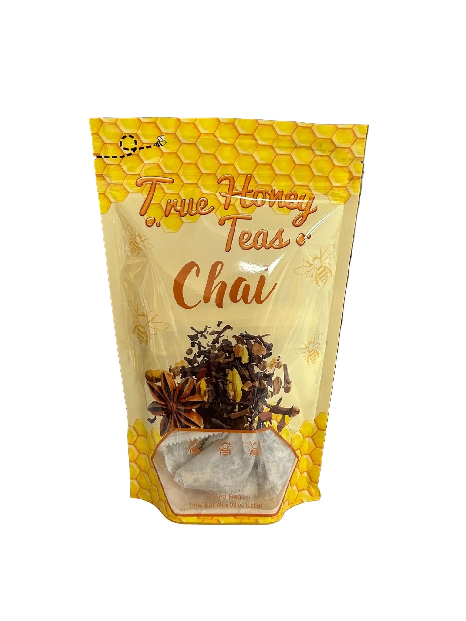 Bag of True Honey Teas Chai against a white background