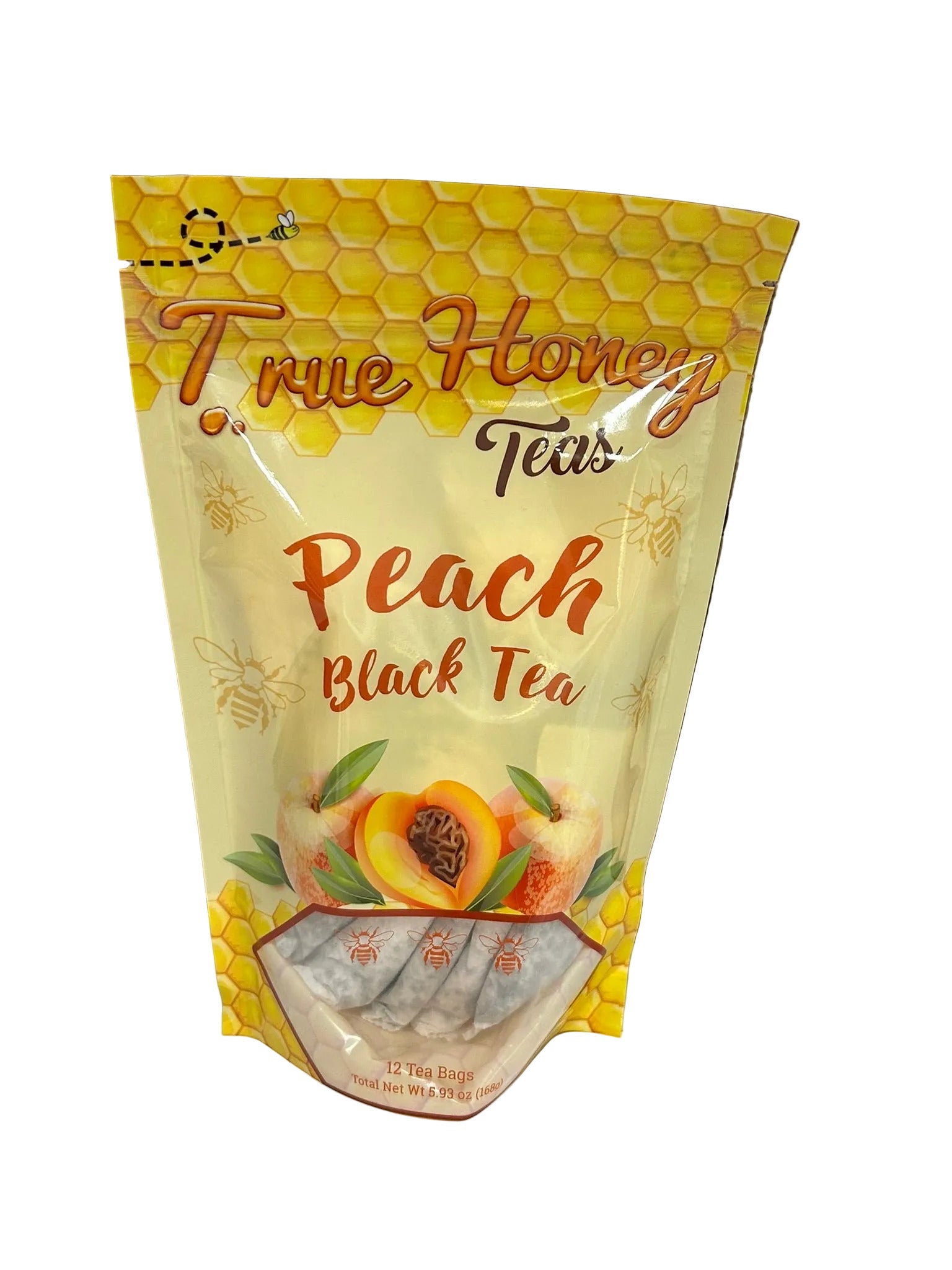 Packaging of True Honey Teas Peach Black Tea 