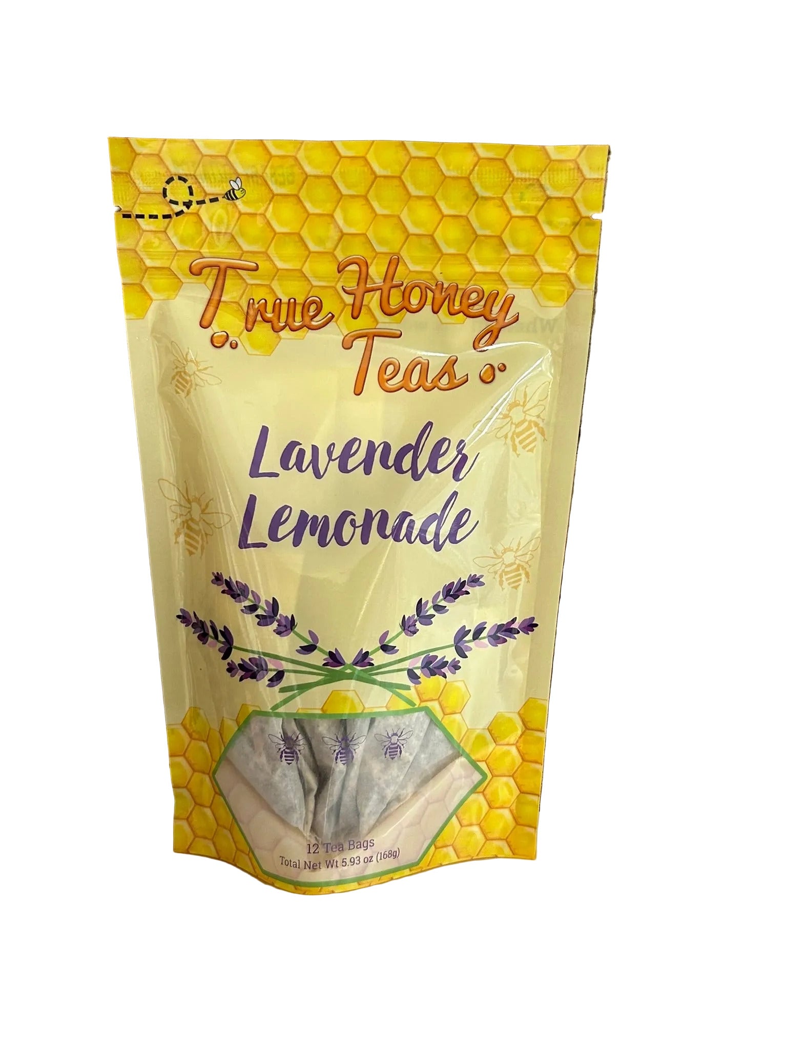 Packaging of True Honey Teas Lavender Lemonade tea 