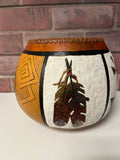 Large Native American Theme Gourd