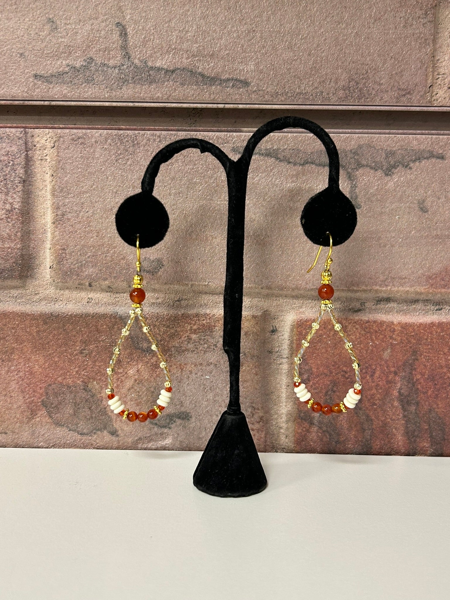 Carnelian & Bone Earrings