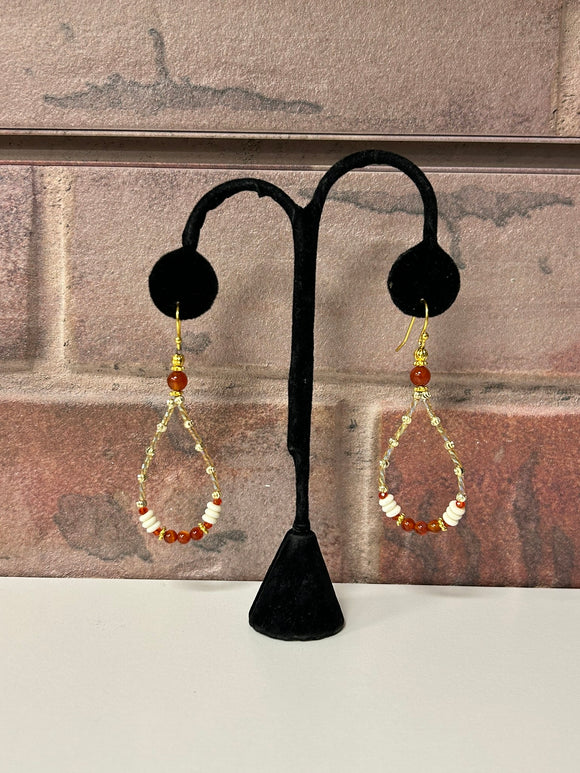 Carnelian & Bone Earrings