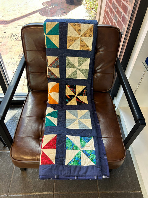 Blue Patchwork Throw Quilt