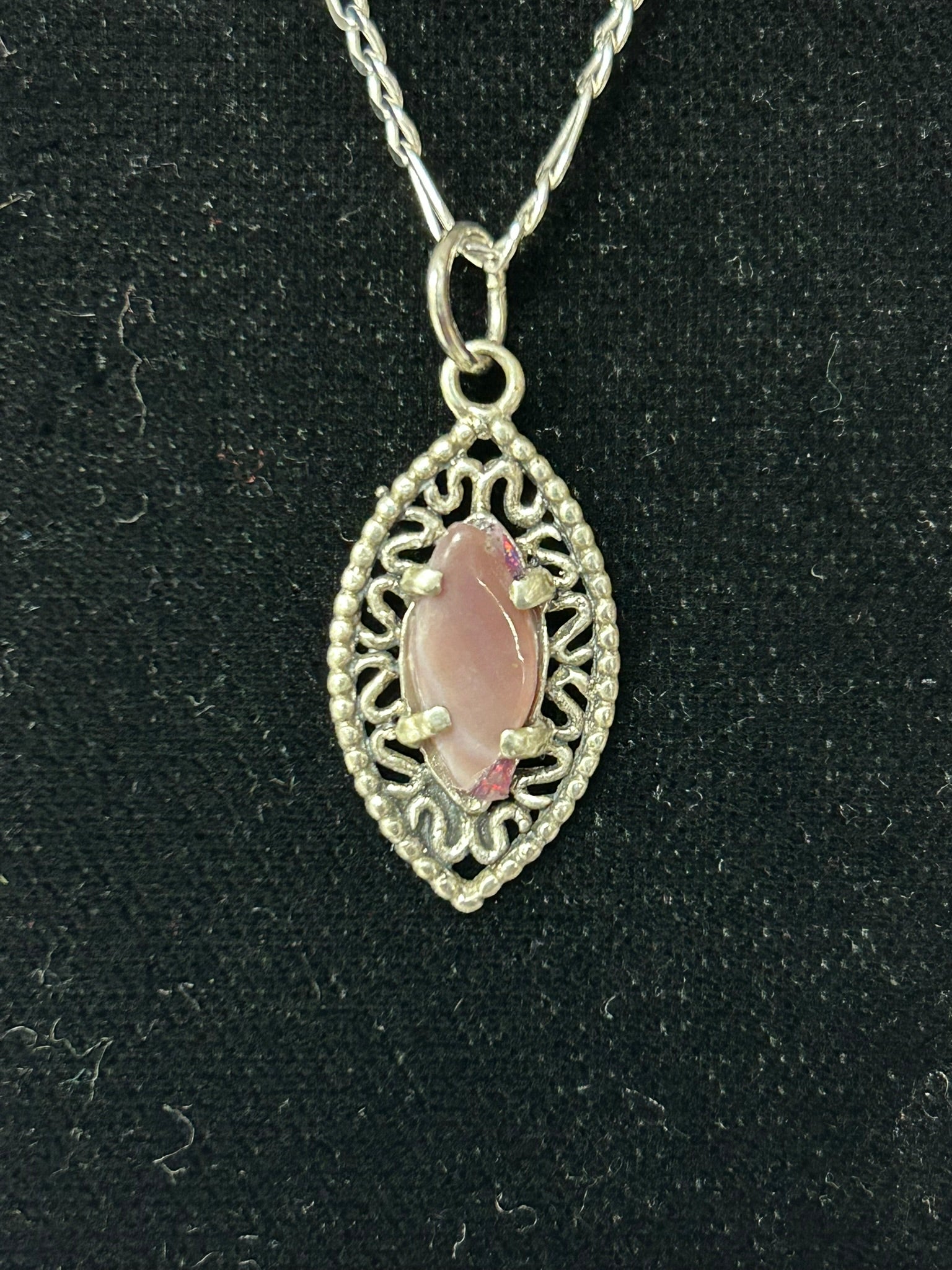 Sterling Silver Wampum Shell Pendant Necklace