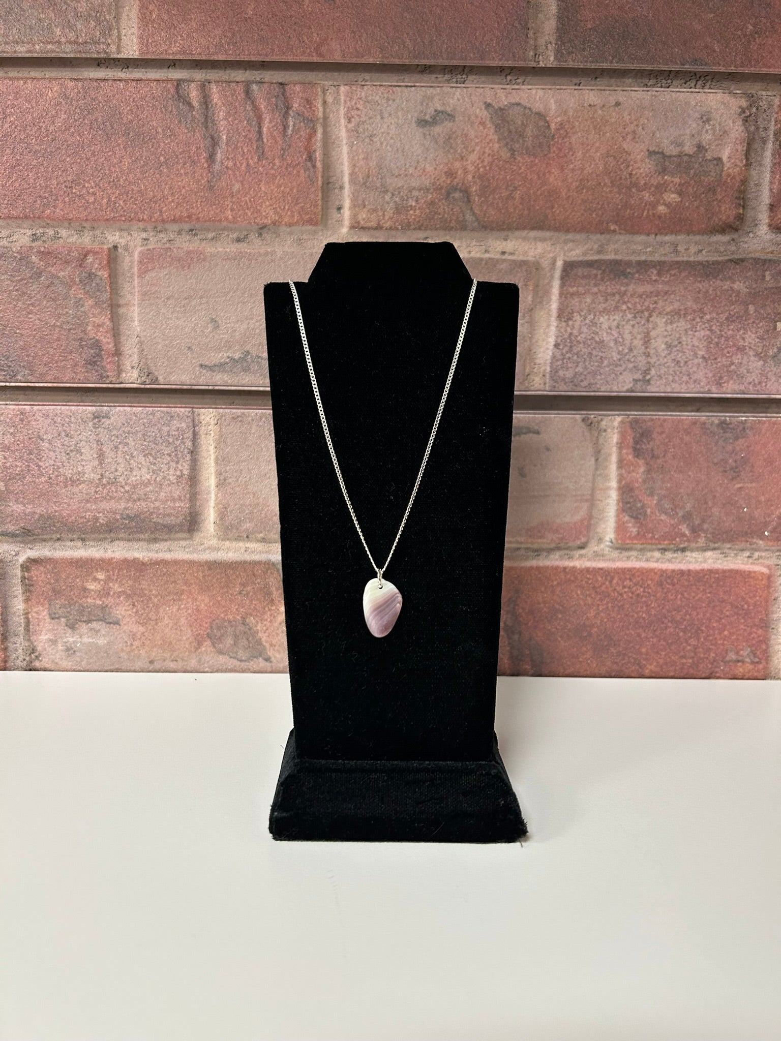 Sterling Silver Wampum Shell Pendant Necklace