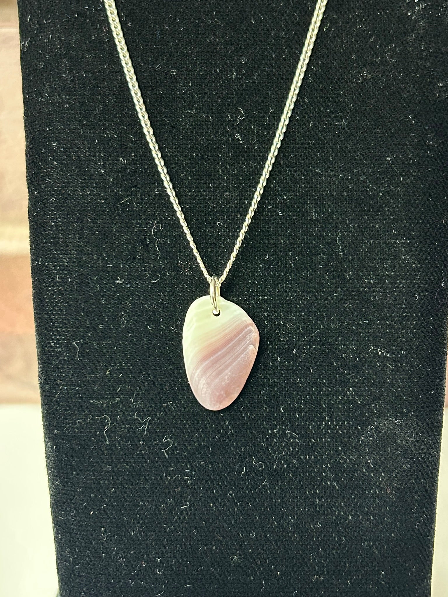 Sterling Silver Wampum Shell Pendant Necklace