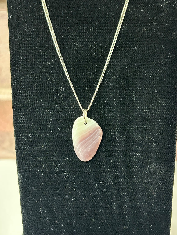 Sterling Silver Wampum Shell Pendant Necklace