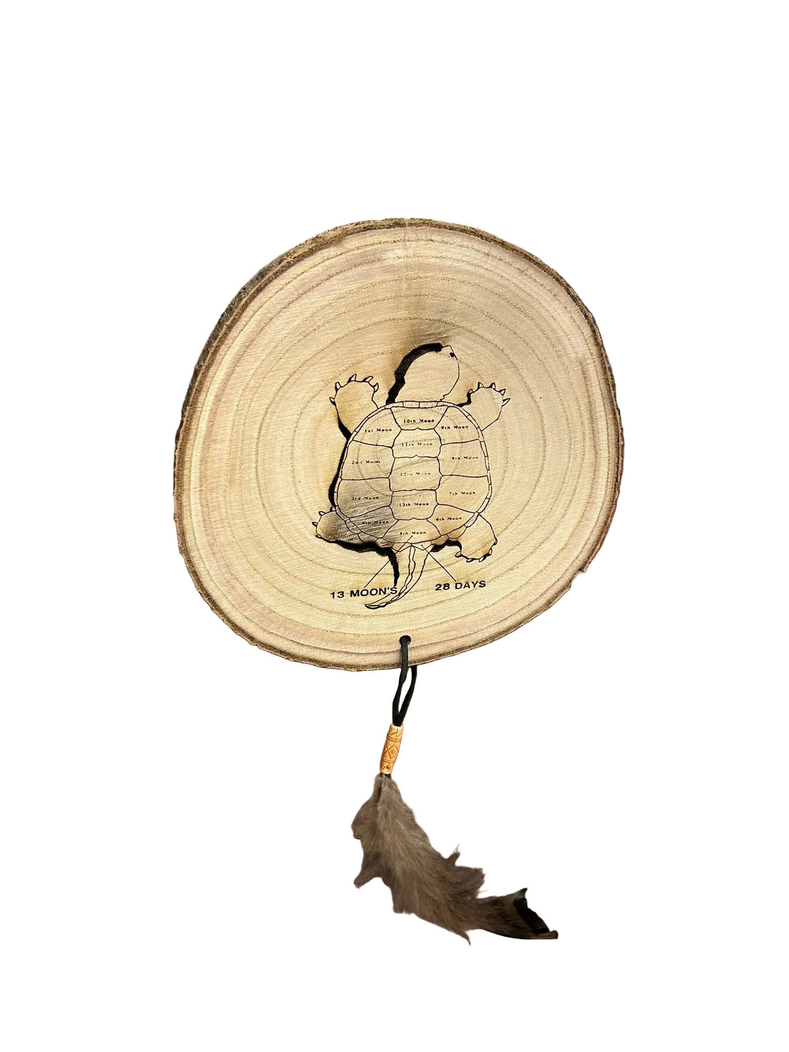 Native American Wooden Wall Hanging w/ Wild Turkey Feather