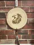 Native American Wooden Wall Hanging w/ Wild Turkey Feather
