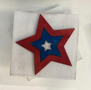 Rustic Patriotic Wood Star Block Sign